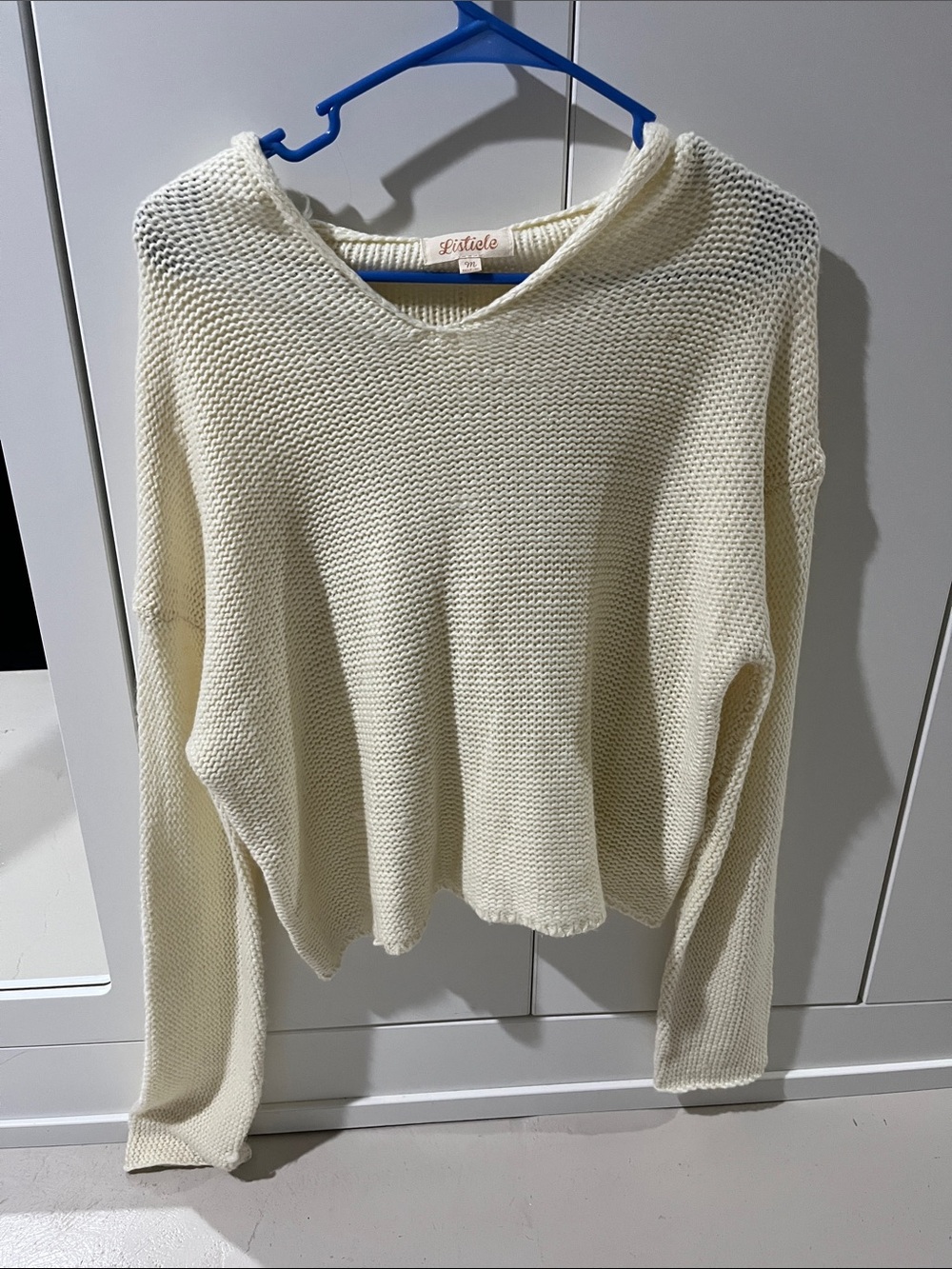 Listicle Ivory Lightweight Knit Sweater with a hoodie